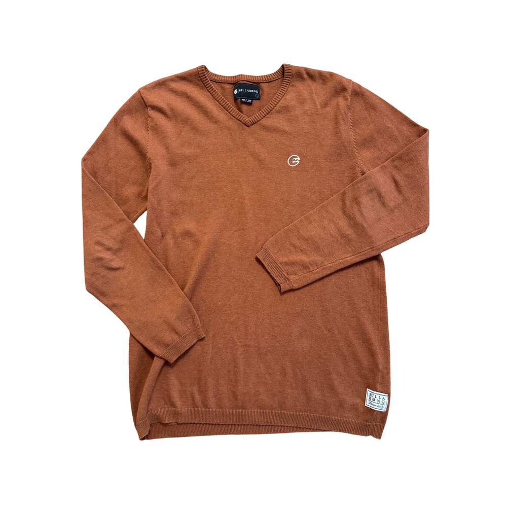 Billabong Men's Large Rust Orange 100% Cotton V-Neck‎ Pullover Sweater MV053ALV